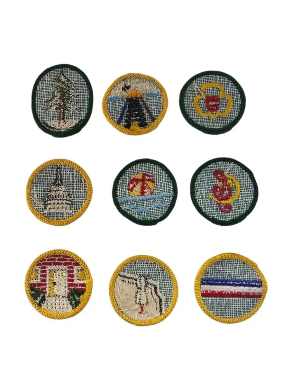 Girl Scout Merit Badges Cadette Lot of 9 Embroidered Patches Vintage 1960s 1980s